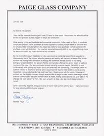 Recommendation letter paige glass matt paige cv