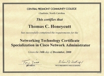 Cpcc network technology certificate specialization in cisco network administrator cv